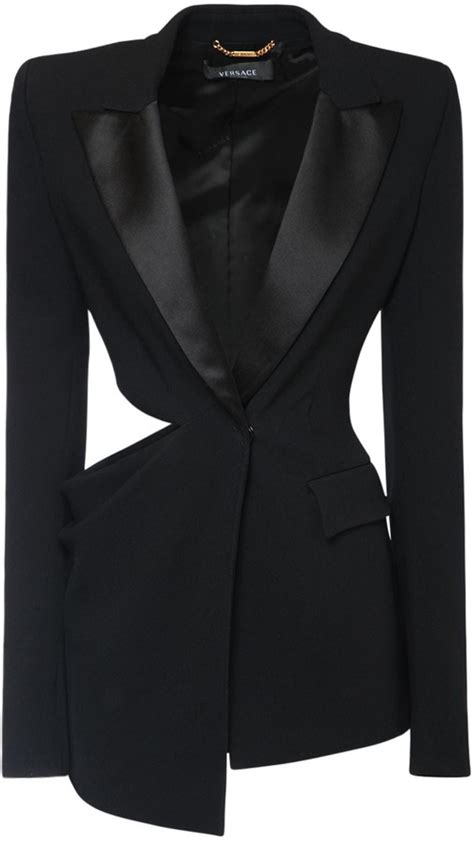 Buy Versace Asymmetrical Bonded Crepe Blazer 